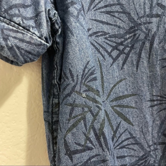 Buffalo David Bitton Shirt Button Down Collared Cotton Palm Chambray Print Men S - Picture 3 of 13
